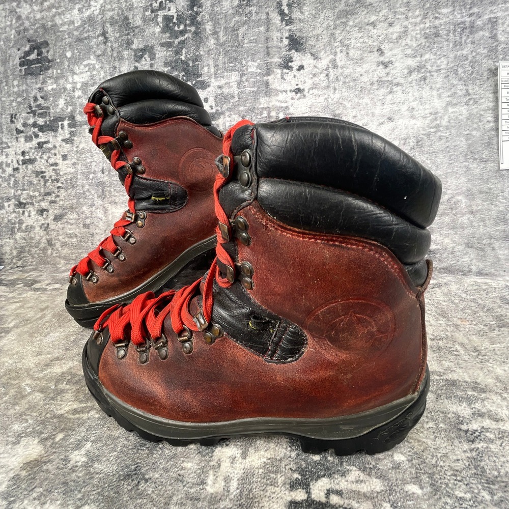 Vtg La Sportiva Men 8.5 Mountaineering Boots 518 Red Black Italy Gorpcore Hiking